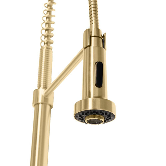ZLINE Apollo Pull Down Spring Single Handle Kitchen Faucet in Champagne Bronze (APL-KF-CB) - KB&A The Home Improvement Store