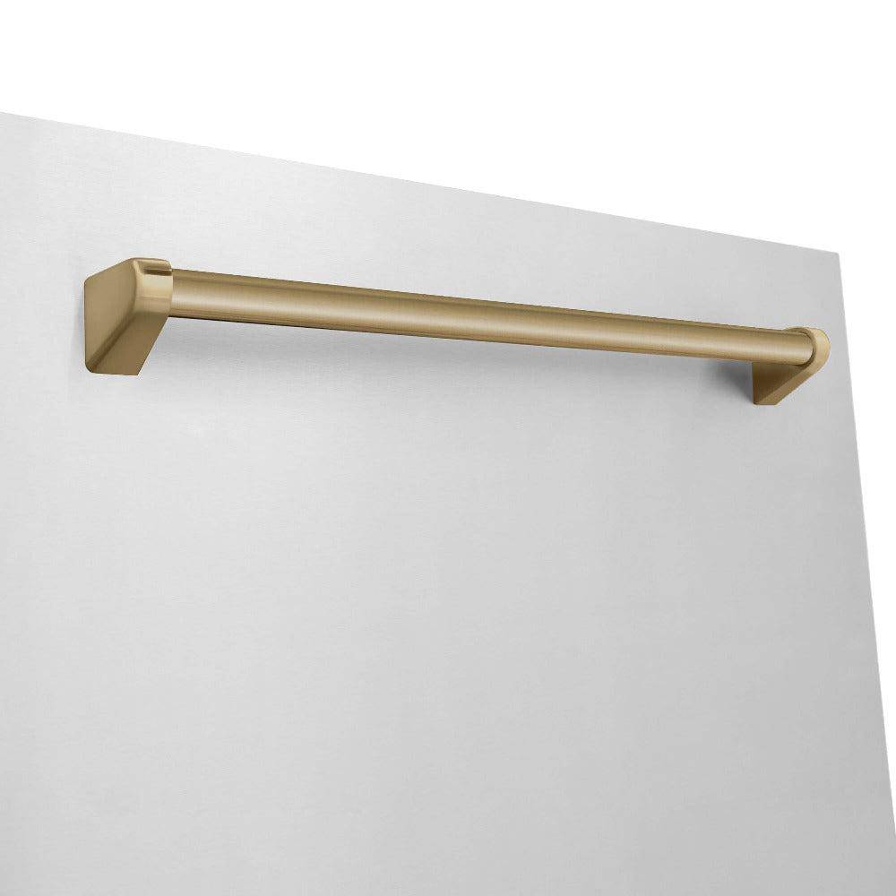 ZLINE Autograph Edition 30 in. Kitchen Package with Stainless Steel Dual Fuel Range, Range Hood, Dishwasher and Refrigerator with Champagne Bronze Accents (4KAPR-RARHDWM30-CB) - KB&A The Home Improvement Store