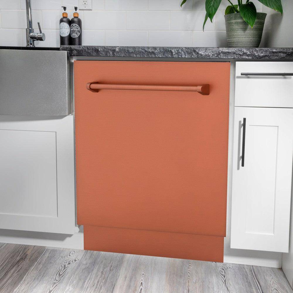 ZLINE 24" Tallac Series 3rd Rack Tall Tub Dishwasher in Copper with Stainless Steel Tub, 51dBa (DWV-C-24) - KB&A The Home Improvement Store