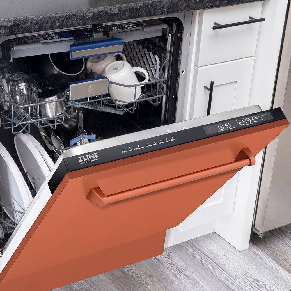 ZLINE 24" Tallac Series 3rd Rack Tall Tub Dishwasher in Copper with Stainless Steel Tub, 51dBa (DWV-C-24) - KB&A The Home Improvement Store
