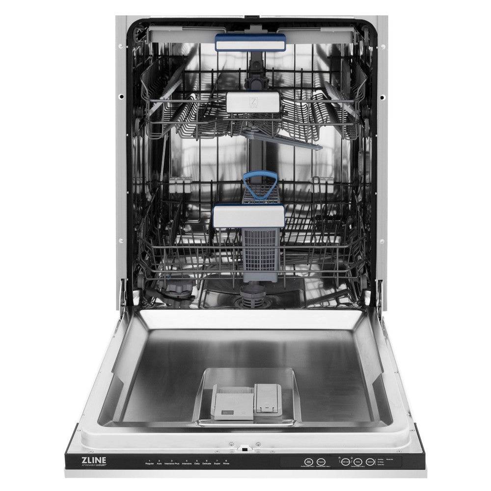 ZLINE 24" Tallac Series 3rd Rack Tall Tub Dishwasher in White Matte with Stainless Steel Tub, 51dBa (DWV-WM-24) - KB&A The Home Improvement Store