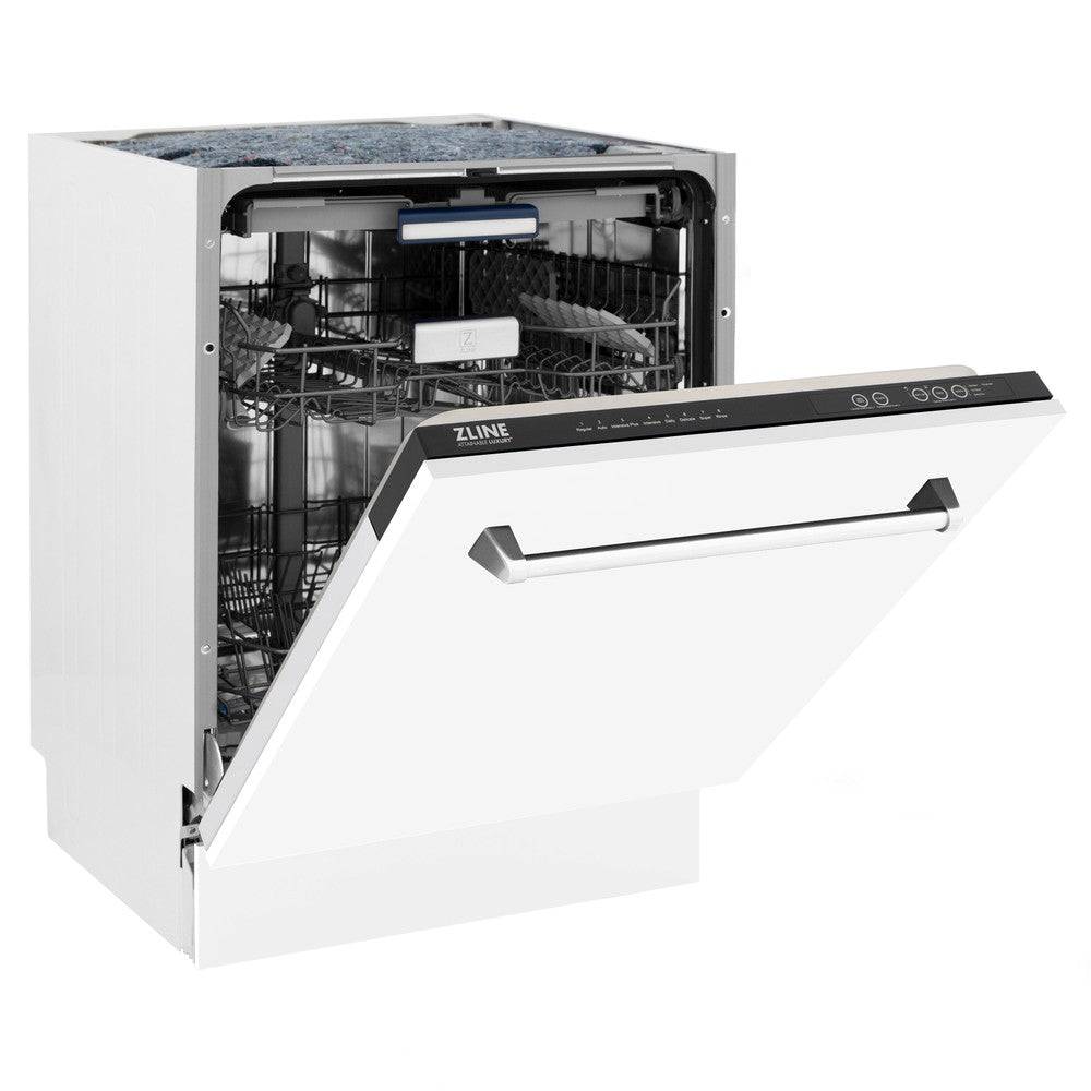 ZLINE 24" Tallac Series 3rd Rack Tall Tub Dishwasher in White Matte with Stainless Steel Tub, 51dBa (DWV-WM-24) - KB&A The Home Improvement Store