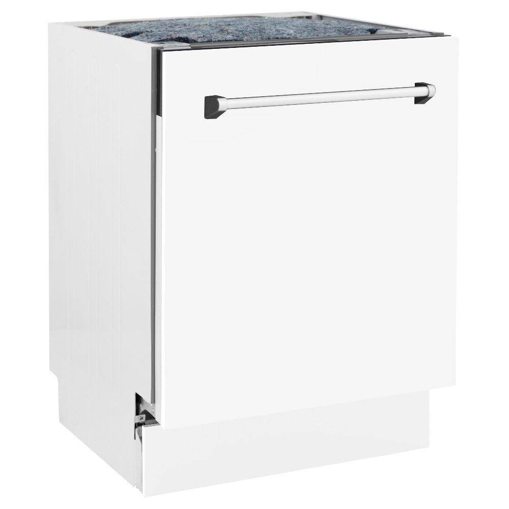 ZLINE 24" Tallac Series 3rd Rack Tall Tub Dishwasher in White Matte with Stainless Steel Tub, 51dBa (DWV-WM-24) - KB&A The Home Improvement Store