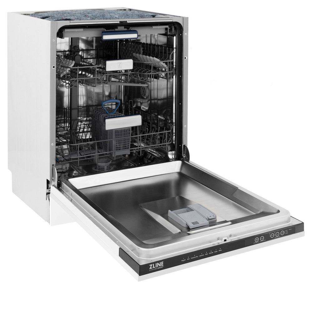 ZLINE 24" Tallac Series 3rd Rack Tall Tub Dishwasher in White Matte with Stainless Steel Tub, 51dBa (DWV-WM-24) - KB&A The Home Improvement Store