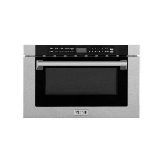 ZLINE 24" 1.2 cu. ft. Built-in Microwave Drawer with a Traditional Handle in DuraSnow Stainless Steel (MWD-1-SS-H) - KB&A The Home Improvement Store