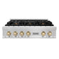ZLINE Autograph Edition 36" Porcelain Rangetop with 6 Gas Burners in Fingerprint Resistant Stainless Steel and Polished Gold Accents (RTSZ-36-G) - KB&A The Home Improvement Store