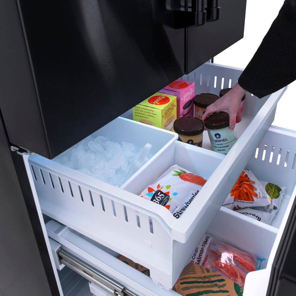ZLINE 36 in. 28.9 cu. ft. Standard-Depth French Door External Water Dispenser Refrigerator with Dual Ice Maker in Black Stainless Steel (RSM-W-36-BS) - KB&A The Home Improvement Store