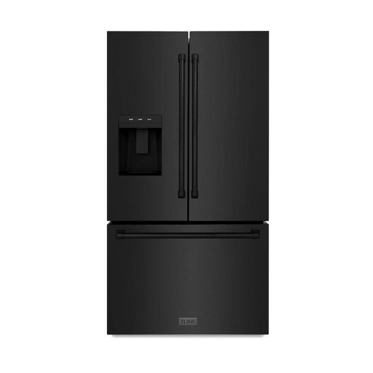 ZLINE 36 in. 28.9 cu. ft. Standard-Depth French Door External Water Dispenser Refrigerator with Dual Ice Maker in Black Stainless Steel (RSM-W-36-BS) - KB&A The Home Improvement Store