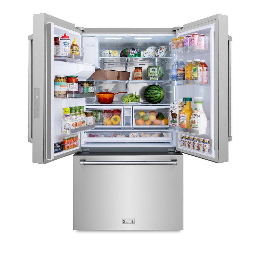 ZLINE 36 in. 28.9 cu. ft. Standard-Depth French Door External Water Dispenser Refrigerator with Dual Ice Maker in Fingerprint-Resistant Stainless Steel (RSM-W-36) - KB&A The Home Improvement Store