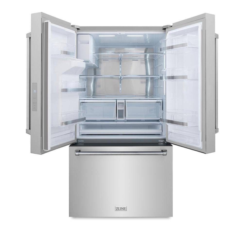 ZLINE 36 in. 28.9 cu. ft. Standard-Depth French Door External Water Dispenser Refrigerator with Dual Ice Maker in Fingerprint-Resistant Stainless Steel (RSM-W-36) - KB&A The Home Improvement Store