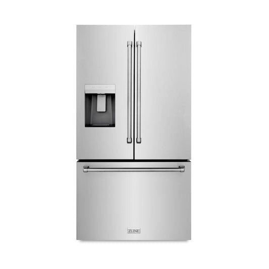 ZLINE 36 in. 28.9 cu. ft. Standard-Depth French Door External Water Dispenser Refrigerator with Dual Ice Maker in Fingerprint-Resistant Stainless Steel (RSM-W-36) - KB&A The Home Improvement Store