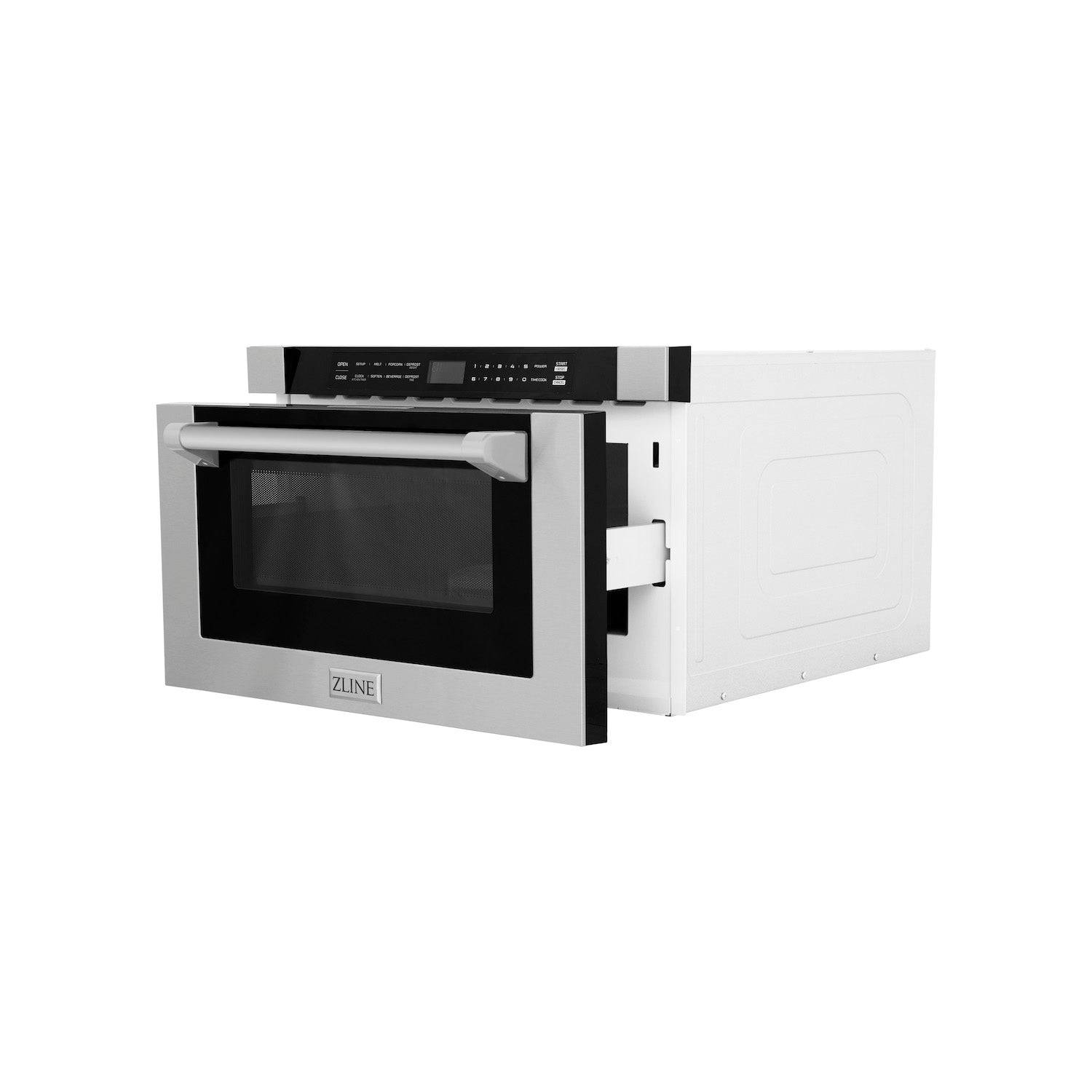 ZLINE 24 in. 1.2 cu. ft. Built-in Microwave Drawer with a Traditional Handle in Stainless Steel (MWD-1-H) - KB&A The Home Improvement Store