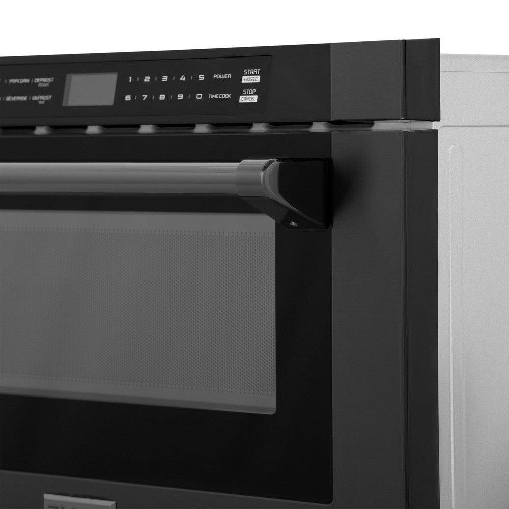 ZLINE 24" 1.2 cu. ft. Built-in Microwave Drawer with a Traditional Handle in Black Stainless Steel (MWD-1-BS-H) - KB&A The Home Improvement Store