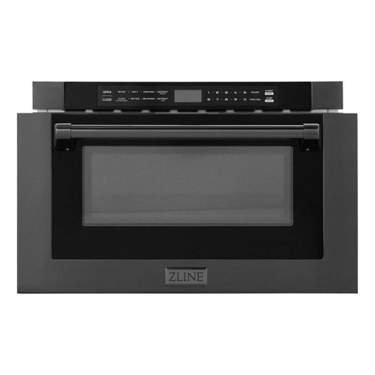 ZLINE 24" 1.2 cu. ft. Built-in Microwave Drawer with a Traditional Handle in Black Stainless Steel (MWD-1-BS-H) - KB&A The Home Improvement Store