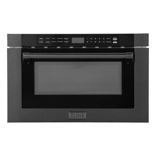 ZLINE 24" 1.2 cu. ft. Built-in Microwave Drawer with a Traditional Handle in Black Stainless Steel (MWD-1-BS-H) - KB&A The Home Improvement Store