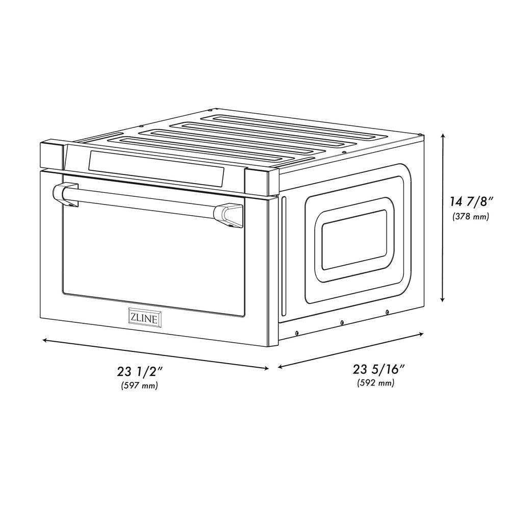 ZLINE Autograph Edition 24" 1.2 cu. ft. Built-in Microwave Drawer in Black Stainless Steel and Champagne Bronze Accents (MWDZ-1-BS-H-CB) - KB&A The Home Improvement Store
