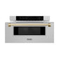 ZLINE Autograph Edition 30 in. 1.2 cu. ft. Built-In Microwave Drawer in Fingerprint Resistant Stainless Steel with Polished Gold Accents (MWDZ-30-SS-G) - KB&A The Home Improvement Store