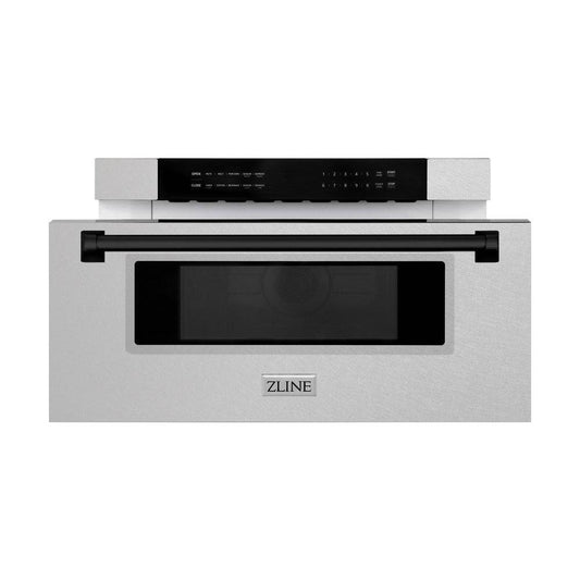 ZLINE Autograph Edition 30 in. 1.2 cu. ft. Built-In Microwave Drawer in Fingerprint Resistant Stainless Steel with Matte Black Accents (MWDZ-30-SS-MB) - KB&A The Home Improvement Store