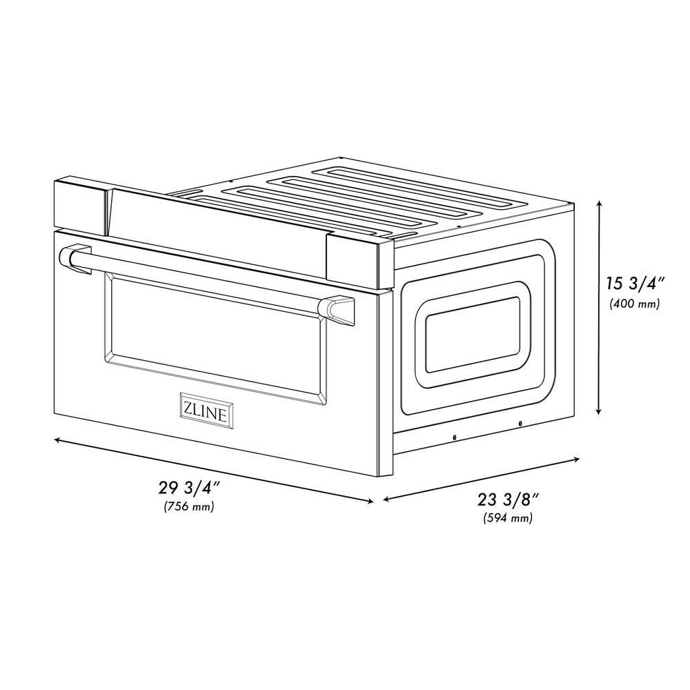 ZLINE Autograph Edition 30 in. 1.2 cu. ft. Built-In Microwave Drawer in Stainless Steel with Champagne Bronze Accents (MWDZ-30-CB) - KB&A The Home Improvement Store
