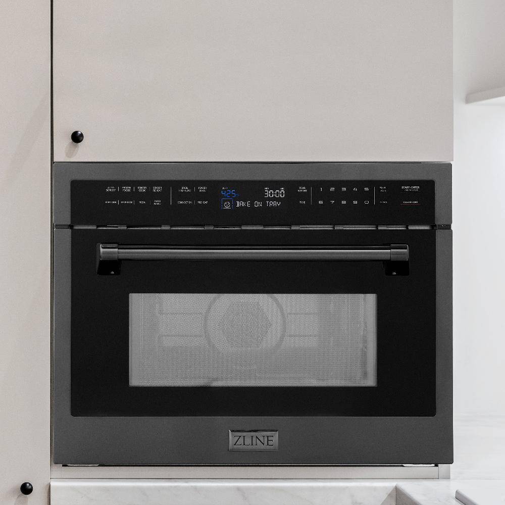 ZLINE 24" 1.6 cu ft. Built-in Convection Microwave Oven in Black Stainless Steel with Speed and Sensor Cooking (MWO-24-BS) - KB&A The Home Improvement Store
