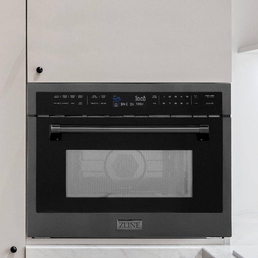 ZLINE 24" 1.6 cu ft. Built-in Convection Microwave Oven in Black Stainless Steel with Speed and Sensor Cooking (MWO-24-BS) - KB&A The Home Improvement Store