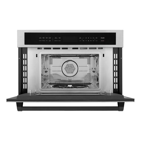 ZLINE Autograph Edition 30” 1.6 cu ft. Built-in Convection Microwave Oven in Stainless Steel and Matte Black Accents (MWOZ-30-MB) - KB&A The Home Improvement Store