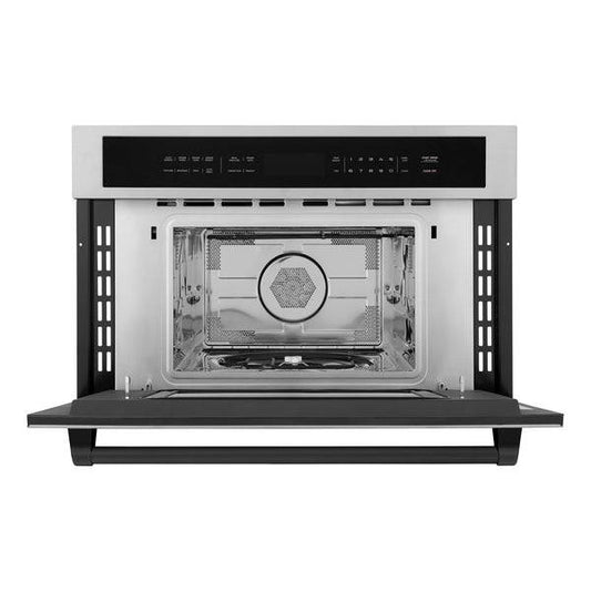 ZLINE Autograph Edition 30” 1.6 cu ft. Built-in Convection Microwave Oven in Stainless Steel and Matte Black Accents (MWOZ-30-MB) - KB&A The Home Improvement Store