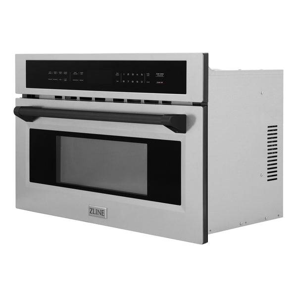 ZLINE Autograph Edition 30” 1.6 cu ft. Built-in Convection Microwave Oven in Stainless Steel and Matte Black Accents (MWOZ-30-MB) - KB&A The Home Improvement Store