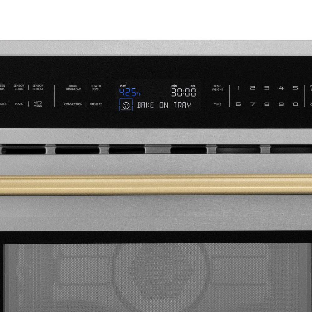 ZLINE 30" Autograph Microwave Oven in DuraSnow Stainless with Champagne Bronze Accents (MWOZ-30-SS-CB) - KB&A The Home Improvement Store