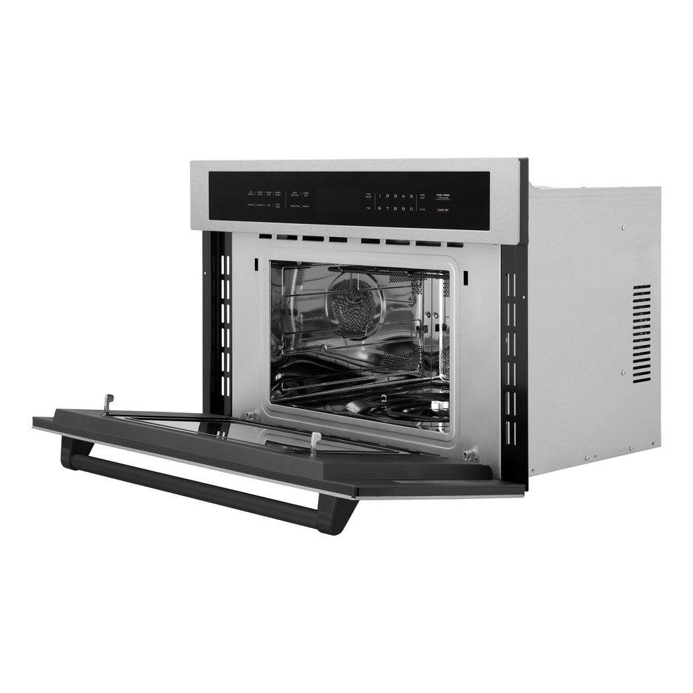ZLINE Autograph Edition 30 in. 1.6 cu ft. Built-in Convection Microwave Oven in Fingerprint Resistant Stainless Steel with Matte Black Accents (MWOZ-30-SS-MB) - KB&A The Home Improvement Store
