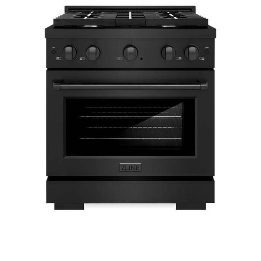 ZLINE 30 in. 4.2 cu. ft. Paramount Dual Fuel Range with 4 Burner Gas Cooktop and Electric Convection Oven in Black Stainless Steel (SDRB-30) - KB&A The Home Improvement Store