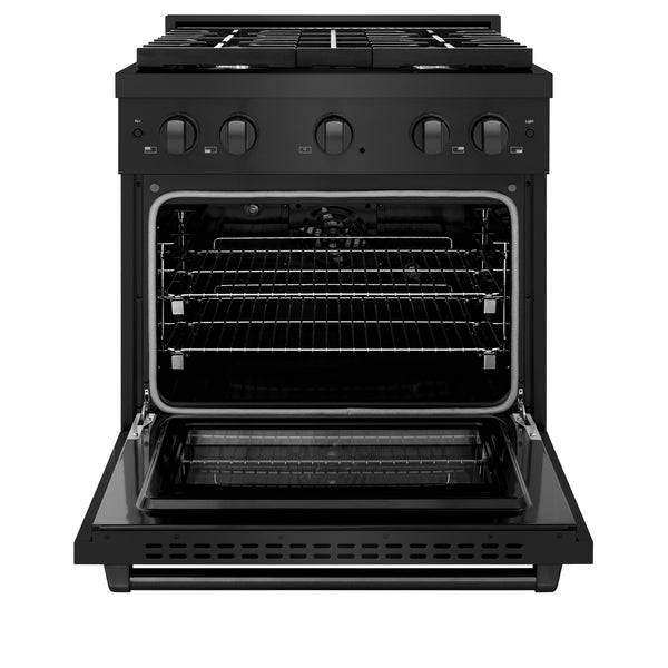 ZLINE 30 in. 4.2 cu. ft. Paramount Dual Fuel Range with Gas Cooktop and Electric Convection Oven in Black Stainless Steel with 4 Brass Burners (SDRB-BR-30) - KB&A The Home Improvement Store