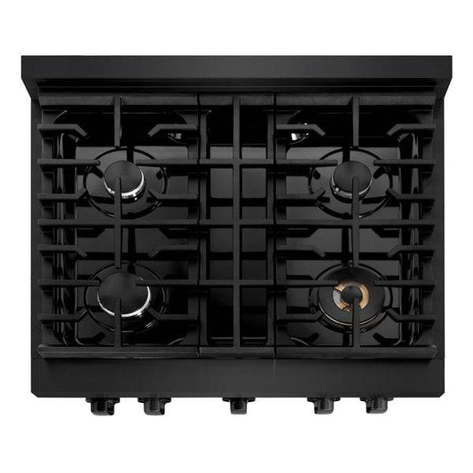 ZLINE 30 in. 4.2 cu. ft. Paramount Dual Fuel Range with 4 Burner Gas Cooktop and Electric Convection Oven in Black Stainless Steel (SDRB-30) - KB&A The Home Improvement Store