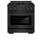 ZLINE 30 in. 4.2 cu. ft. Paramount Dual Fuel Range with Gas Cooktop and Electric Convection Oven in Black Stainless Steel with 4 Brass Burners (SDRB-BR-30) - KB&A The Home Improvement Store