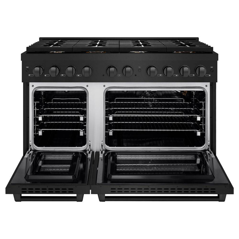ZLINE 48 in. 6.7 cu. ft. Paramount Double Oven Gas Range in Black Stainless Steel with 8 Brass Burners (SGRB-BR-48) - KB&A The Home Improvement Store