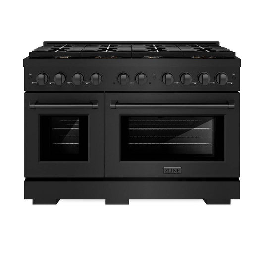 ZLINE 48 in. 6.7 cu. ft. Paramount Double Oven Gas Range in Black Stainless Steel with 8 Brass Burners (SGRB-BR-48) - KB&A The Home Improvement Store