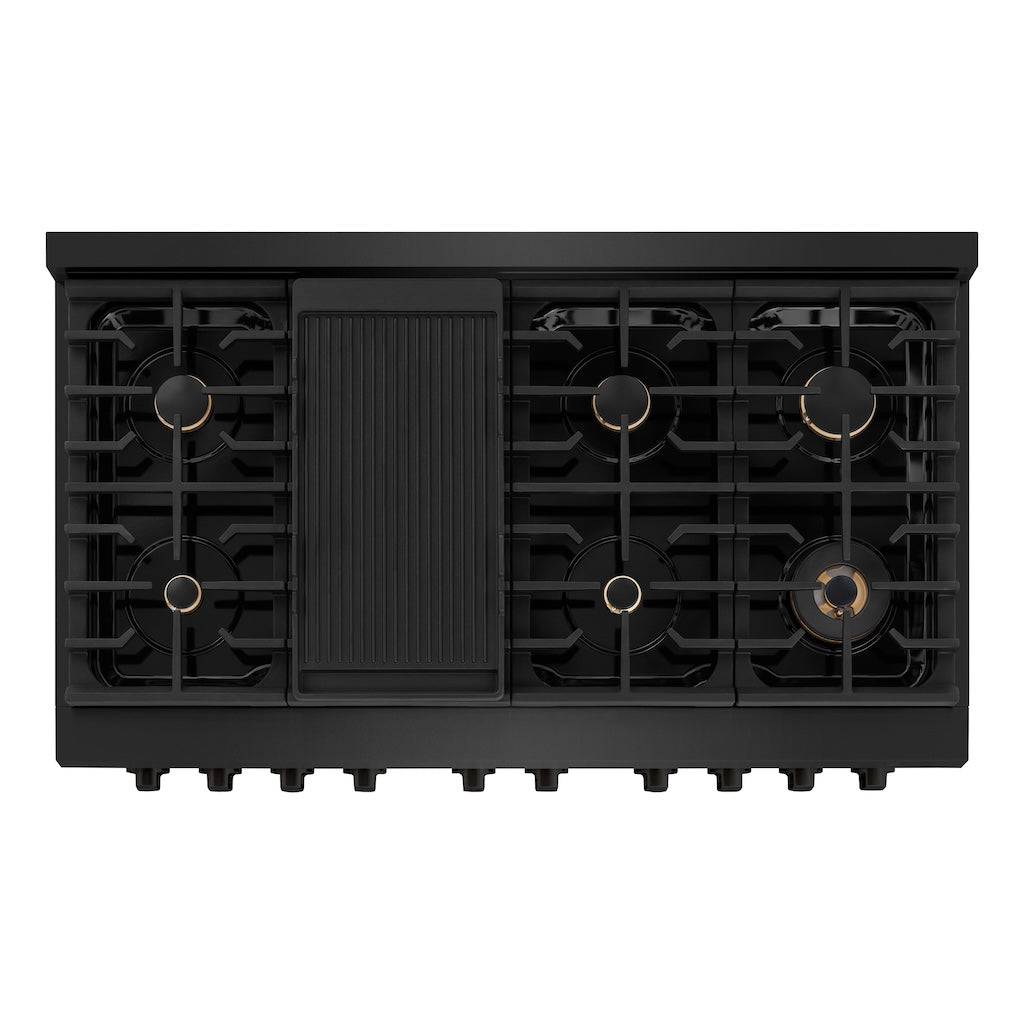 ZLINE 48 in. 6.7 cu. ft. Paramount Double Oven Gas Range in Black Stainless Steel with 8 Brass Burners (SGRB-BR-48) - KB&A The Home Improvement Store