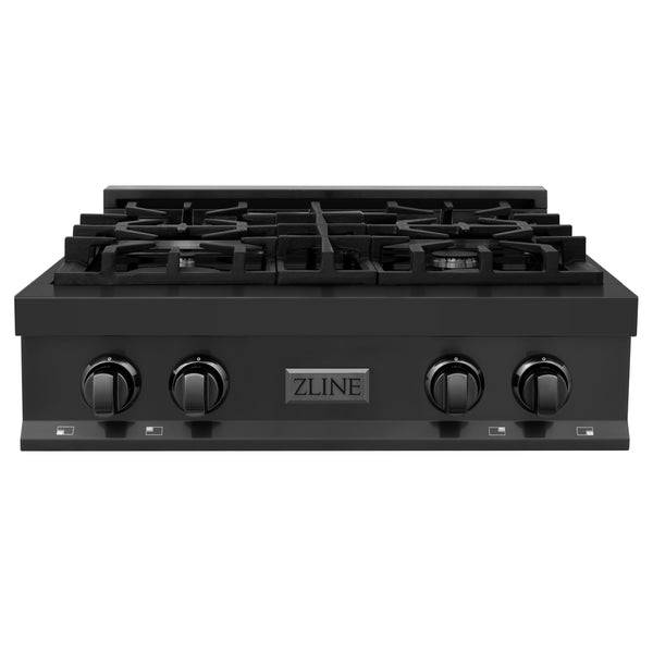 ZLINE 30 in. Porcelain Rangetop in Black Stainless with 4 Gas Burners (RTB-30) - KB&A The Home Improvement Store