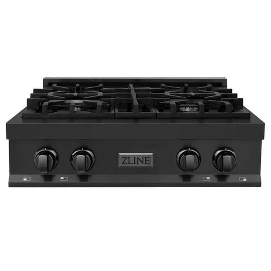 ZLINE 30 in. Porcelain Rangetop in Black Stainless with 4 Gas Burners (RTB-30) - KB&A The Home Improvement Store