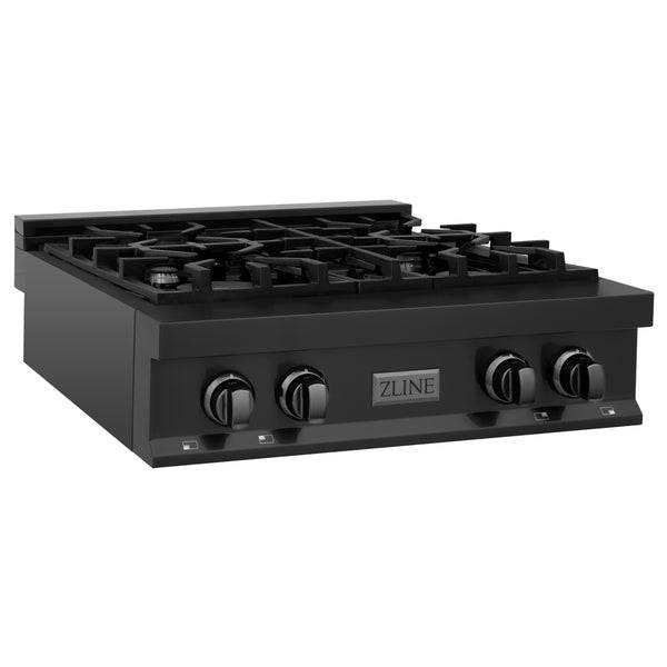 ZLINE 30 in. Porcelain Rangetop in Black Stainless with 4 Gas Burners (RTB-30) - KB&A The Home Improvement Store