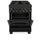 ZLINE 24 in. 2.8 cu. ft. Legacy Dual Fuel Range with Gas Cooktop and Electric Convection Oven in Black Stainless Steel with 4 Brass Burners (RAB-BR-24) - KB&A The Home Improvement Store