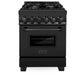 ZLINE 24 in. 2.8 cu. ft. Legacy Dual Fuel Range with Gas Cooktop and Electric Convection Oven in Black Stainless Steel with 4 Brass Burners (RAB-BR-24) - KB&A The Home Improvement Store