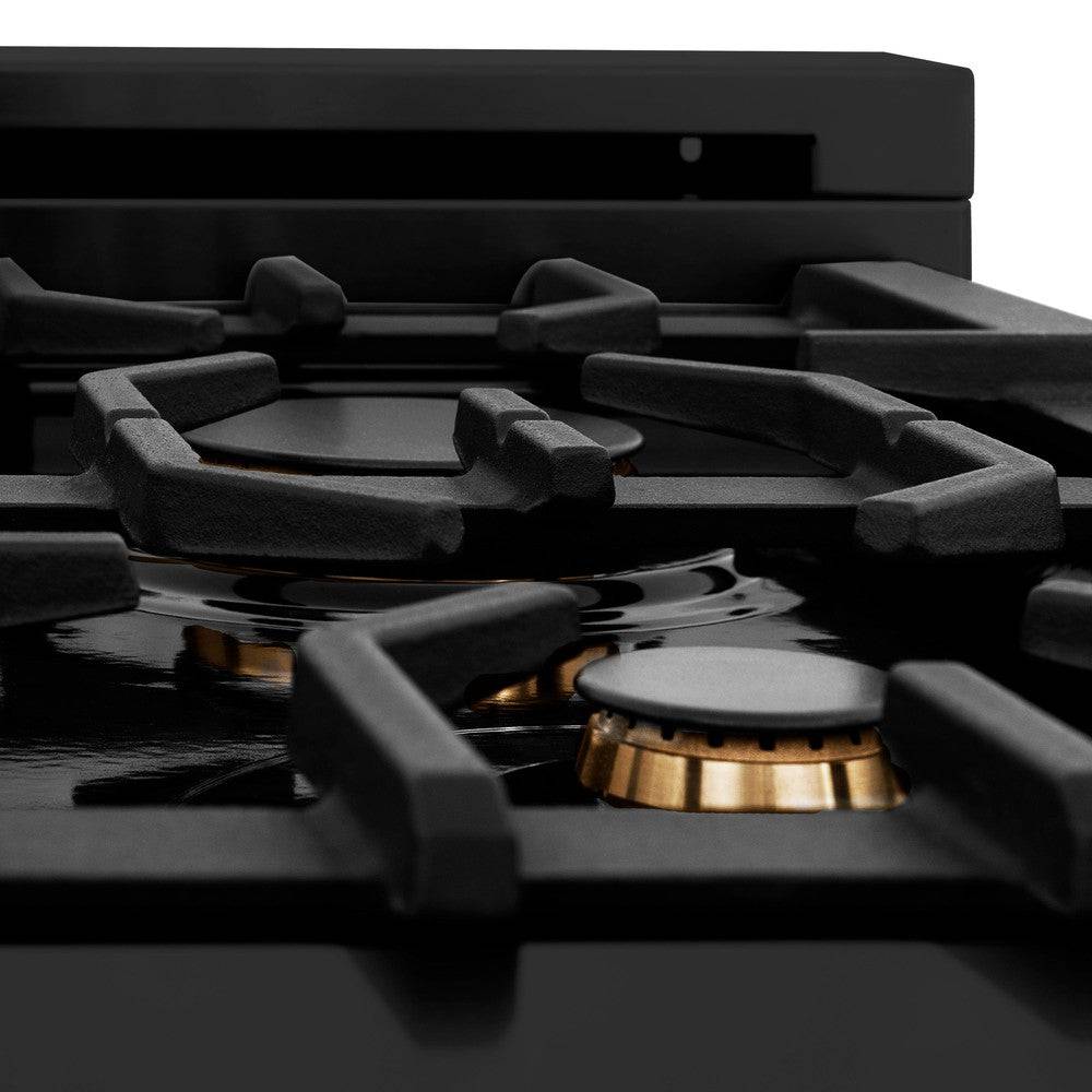 ZLINE 48 in. 6.0 cu. ft. Legacy Dual Fuel Range with Gas Cooktop and 2 Electric Ovens in Black Stainless Steel with Brass Burners (RAB-BR-48) - KB&A The Home Improvement Store