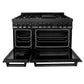 ZLINE 48 in. 6.0 cu. ft. Legacy Dual Fuel Range with Gas Cooktop and 2 Electric Ovens in Black Stainless Steel with Brass Burners (RAB-BR-48) - KB&A The Home Improvement Store