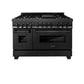 ZLINE 48 in. 6.0 cu. ft. Legacy Dual Fuel Range with Gas Cooktop and 2 Electric Ovens in Black Stainless Steel with Brass Burners (RAB-BR-48) - KB&A The Home Improvement Store
