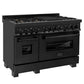 ZLINE 48 in. 6.0 cu. ft. Legacy Dual Fuel Range with Gas Cooktop and 2 Electric Ovens in Black Stainless Steel with Brass Burners (RAB-BR-48) - KB&A The Home Improvement Store