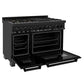 ZLINE 48 in. 6.0 cu. ft. Legacy Dual Fuel Range with Gas Cooktop and 2 Electric Ovens in Black Stainless Steel with Brass Burners (RAB-BR-48) - KB&A The Home Improvement Store