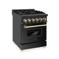 ZLINE Autograph Edition 24 in. 2.8 cu. ft. Legacy Dual Fuel Range with 4 Burner Gas Cooktop and Electric Convection Oven in Black Stainless Steel and Polished Gold Accents (RABZ-24-G) - KB&A The Home Improvement Store