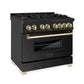ZLINE 36" Autograph Edition Kitchen Package with Black Stainless Steel Dual Fuel Range and Range Hood with Polished Gold Accents (2AKP-RABRH36-G) - KB&A The Home Improvement Store