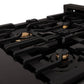 ZLINE 30 in. Porcelain Rangetop in Black Stainless with Brass Burners (RTB-BR-30) - KB&A The Home Improvement Store
